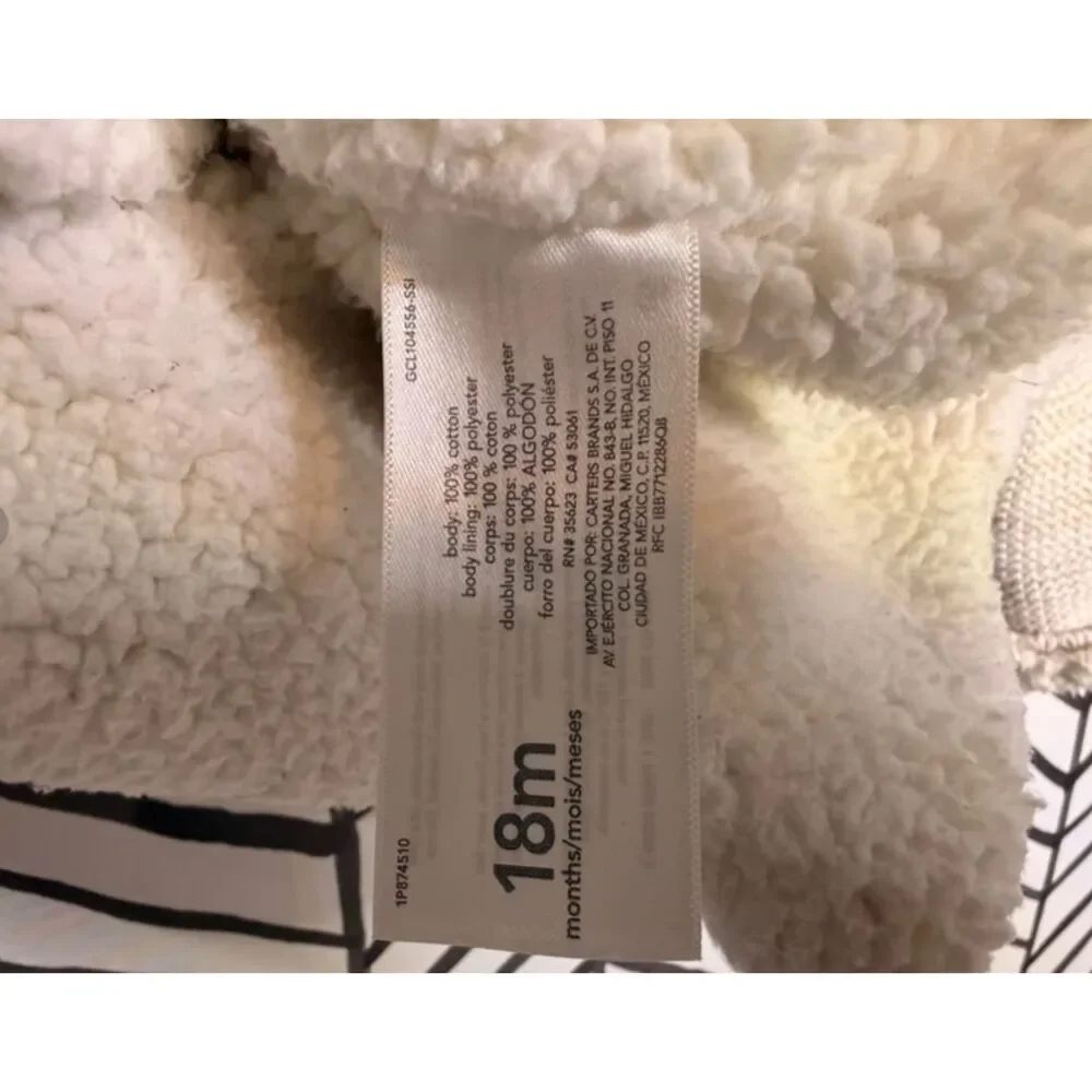 Carter’s Cream Shearling Lined Knit Button Sweater Jacket Baby Unisex 18M 5037